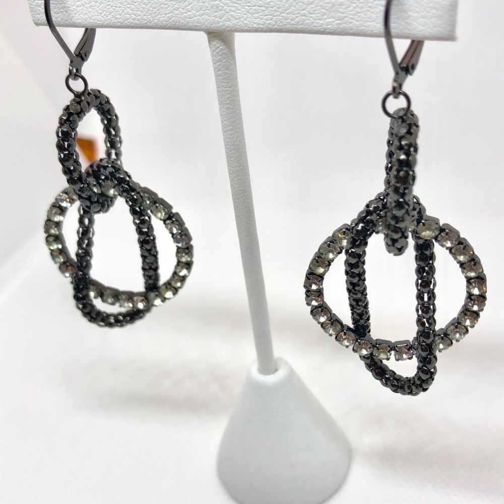 Black and Silver Loop Earrings Mesh Chainmail Rocker Elegant